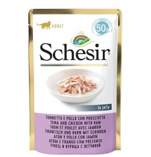 SCHESIR in jelly Tuna and chicken with ham - wet cat food - 50 g