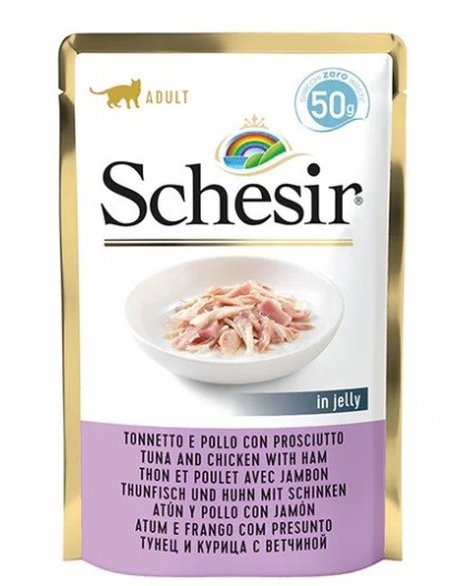 SCHESIR in jelly Tuna and chicken with ham - wet cat food - 50 g