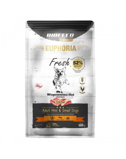 BIOFEED Euphoria Fresh Adult Pork and goose XS/S - dry dog food - 500g