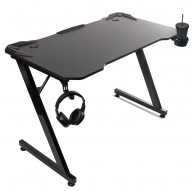 Gaming desk black large NanoRS, 150kg max, height 750mm, 110x60x1.5cm, cup and headphone holder, RS345