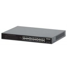 Intellinet 24-Port Gigabit Ethernet PoE+ Switch with 2 SFP Ports IEEE 802.3at/af (PoE+/PoE) Compliant, PoE Power Budget of 370 W