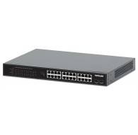 Intellinet 24-Port Gigabit Ethernet PoE+ Switch with 2 SFP Ports IEEE 802.3at/af (PoE+/PoE) Compliant, PoE Power Budget of 370 W