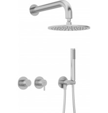 Concealed shower set with overhead shower - with horizontal mixer
