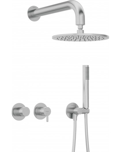 Concealed shower set with overhead shower - with horizontal mixer