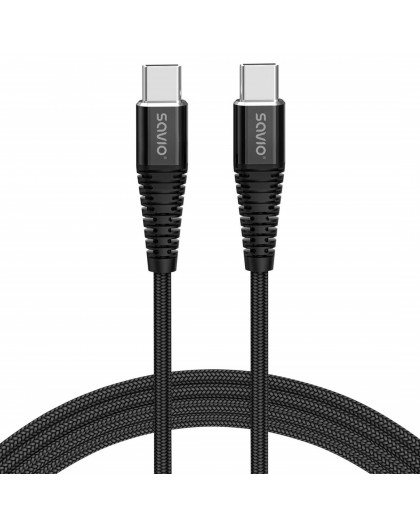 Savio CL-160 USB cable 2 m USB 2.0 USB C - USB C Black