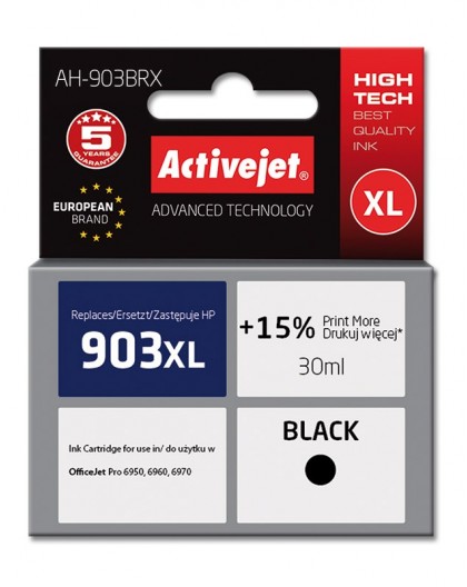 Activejet AH-903BRX Ink (replacement for HP 903XL T6M15AE Premium 30 ml black)