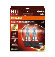 Bulb (Set of 2) H11 12V PGJ 19-2 NIGHT BREAKER 220 white 3700K
