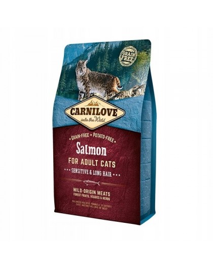 CARNILOVE Cat Sensitive & Long Hair Salmon - dry cat food - 2 kg