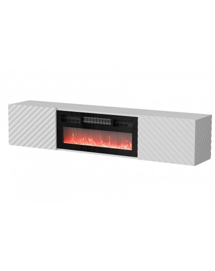 Cama RTV cabinet LARA 183x35x37 white matt + black fireplace