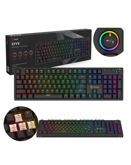 SAVIO STYX Mekanisk tastatur Outemu Peach Silent, Hot Swap, RGB