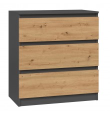 Topeshop M3 ANTRACYT/ARTISAN chest of drawers