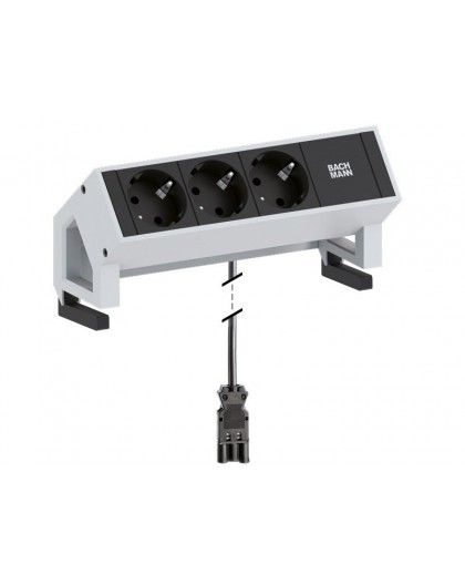 Bachmann Desk2 socket-outlet 3 x Type F Black, Stainless steel