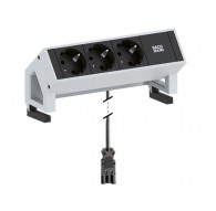 Bachmann Desk2 socket-outlet 3 x Type F Black, Stainless steel