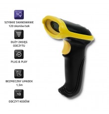 Qoltec 50862 Wireless Laser Barcode Scanner 1D | 2.4GHz