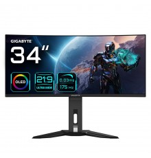 GIGABYTE MO34WQC 34" OLED WQHD Curved Gaming Monitor - 3440 x 1440, 175Hz, 0.03ms, KVM, 250 cd/m², FreeSync Premium Pro, Display