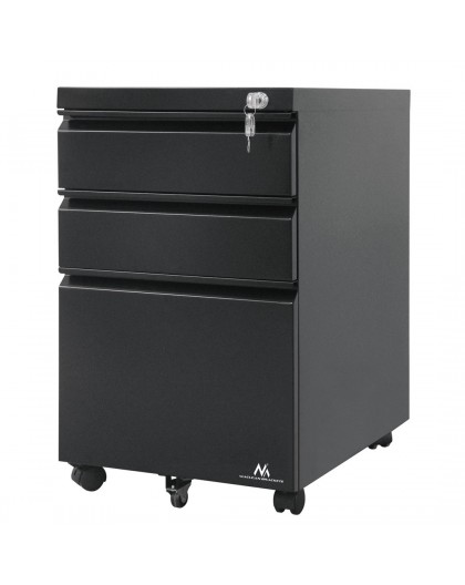 Under-desk cabinet metal container with lock Maclean, on wheels, black, MC-850