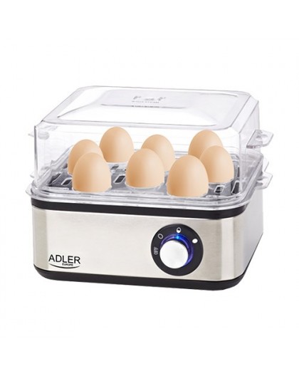 Adler AD 4486 egg cooker 8 egg(s) 800 W Black,Satin steel,Transparent