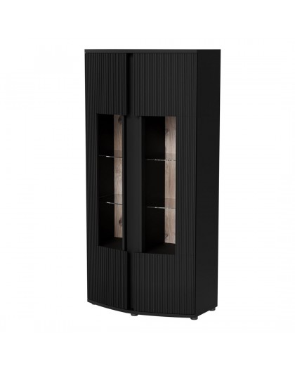 Cama 2D display cabinet MICHELLE 86x35-47xH180 black/viking oak
