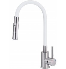 Kitchen faucet with bent spout - 2 types of spray