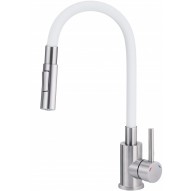 Kitchen faucet with bent spout - 2 types of spray