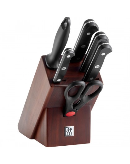 Set of 4 knives in a walnut block