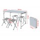 Camping set: table & 4 chairs, foldable in case