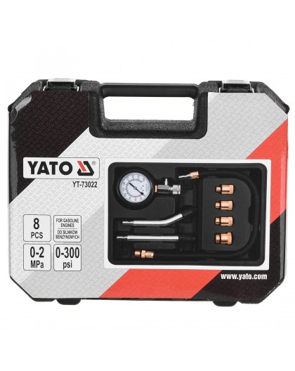 COMPRESSION PRESSURE GAUGE FOR GASOLINE ENGINES 8 PCS. YATO YT-73022