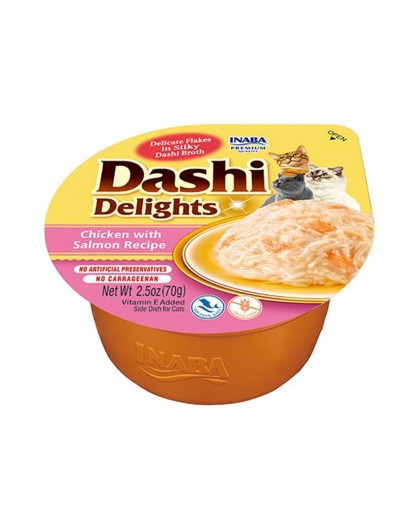 INABA Dashi Delights Chicken with salmon in broth - cat treats - 70g