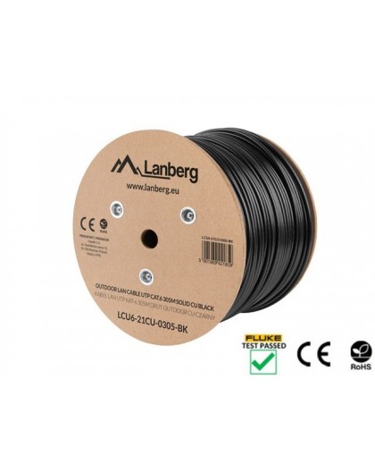 Сетевой кабель Lanberg LCU6-21CU-0305-BK черный 305 м Cat6 U/UTP (UTP) для внешнего использования