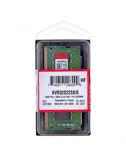 Kingston Technology ValueRAM KVR32S22S8/8 memory module 8 GB 1 x 8 GB DDR4 3200 MHz