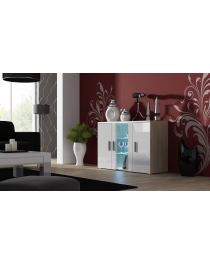 Cama sideboard 120 cm SOHO S7 sonoma oak/white gloss