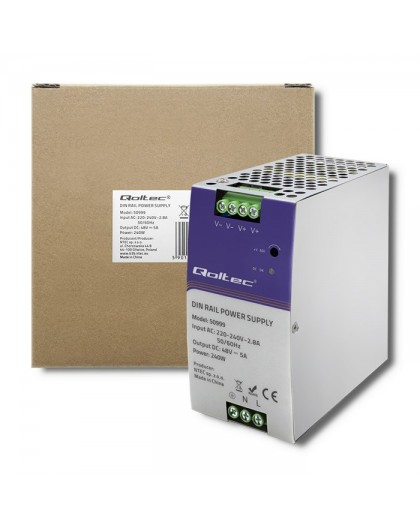 Qoltec Industrial Din Rail Power Supply | 240W | 48V | 5A