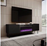 RTV cabinet with electric fireplace ONDA 180x40x39-58 black (standing or wall mounted)