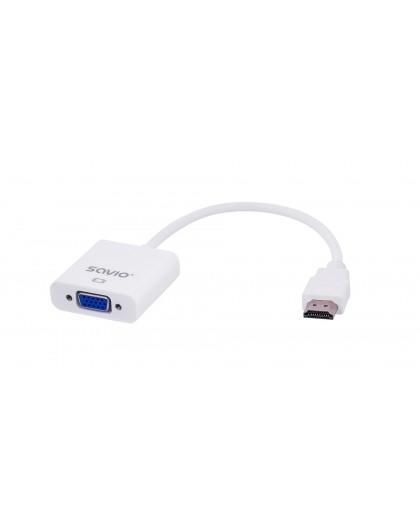 Savio CL-27B video cable adapter 0.1 m HDMI Type A (Standard) VGA (D-Sub) White