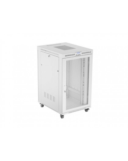 FLOOR-STANDING RACK CABINET 19" 27U 800X1000 GREY PERFORATED LCD DOOR LANBERG (FLAT PACK)