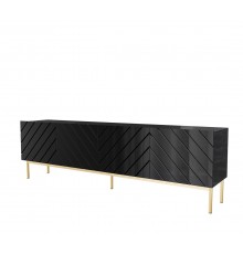 ABETO RTV cabinet on golden steel frame 200x42x60 black/gloss black
