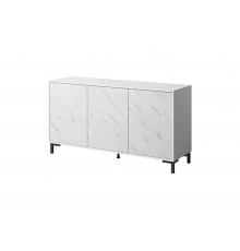 MARMO 3D chest of drawers 150x45x80.5 cm white matt/marble white