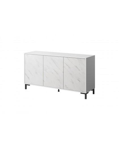 MARMO 3D chest of drawers 150x45x80.5 cm white matt/marble white