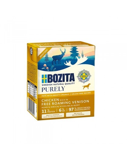 BOZITA Purely Paté Duoprotein Chicken and venison - wet dog food - 370g