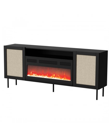 JUTA EF chest of drawers + electric fireplace 202x39.5x85 black + linol calabria