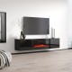 RTV LUXE cabinet 182.6x34.5x37.5 black/black gloss + black fireplace
