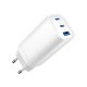 Gembird TA-UC-PDQC65-01-W 3-port 65 W GaN USB PowerDelivery fast charger, white