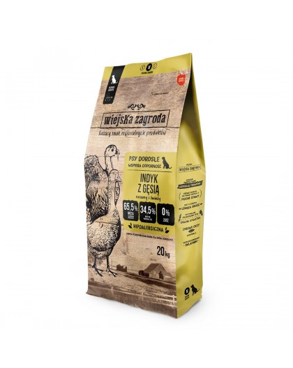 WIEJSKA ZAGRODA Turkey with goose M - dry dog food - 20kg