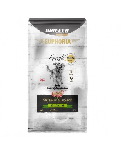 BIOFEED Euphoria Fresh Adult Medium & Large Turkey with lamb - dry dog food - 12kg