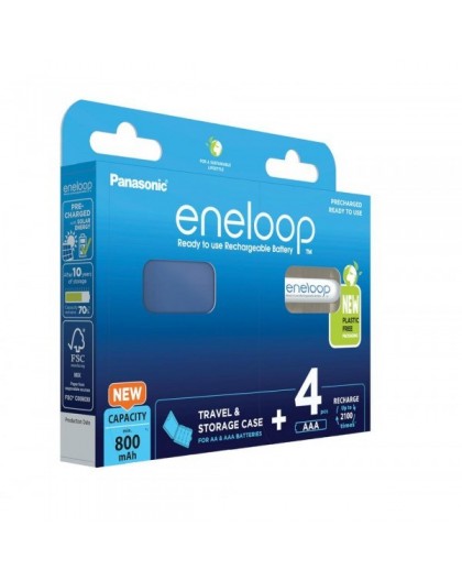 Rechargeable batteries PANASONIC ENELOOP AAA 800 mAh 4 szt + case (BK-4MCDE/4CP+CASE)