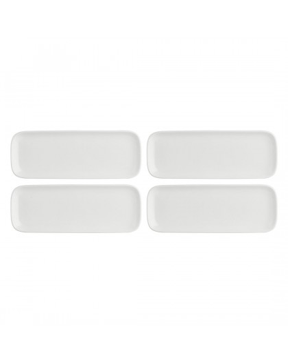 Set of 4 Essenziale New Age Rectangular Trays - White, 30 x 11 cm