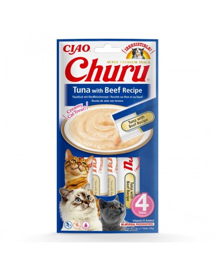 INABA Churu Tuna with Beef Recipe - cat treats - 4x14 g