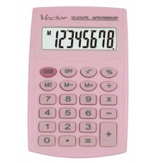 Vector KAV VC-210 PK pocket calculator, 8 digits, 64x98.5 mm, light pink