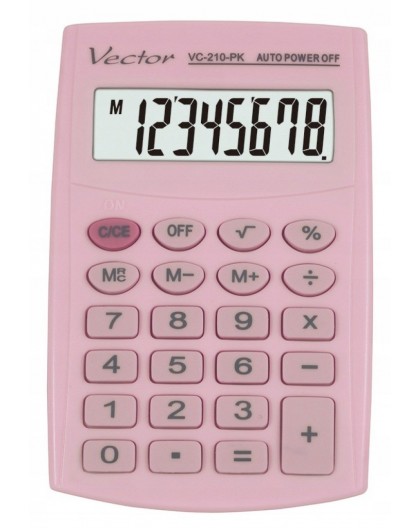 Vector KAV VC-210 PK pocket calculator, 8 digits, 64x98.5 mm, light pink