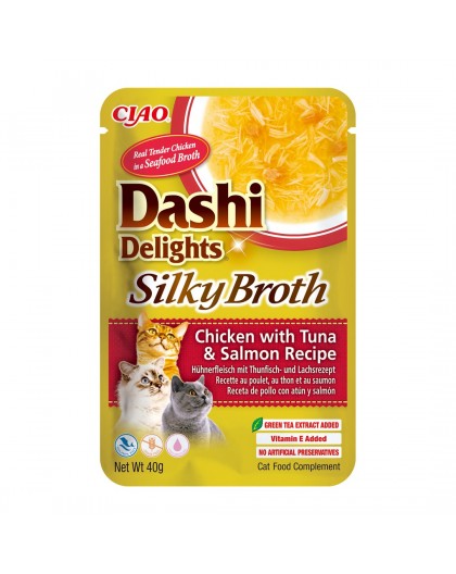 INABA CAT Dashi Delights Silky Broth Chicken with Tuna & Salmon - cat treat - 40g